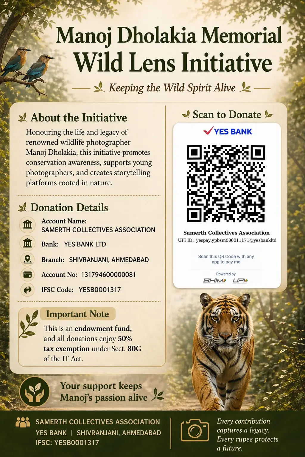 Donate to Manoj Dholakia Memorial Wild Lens Initiative